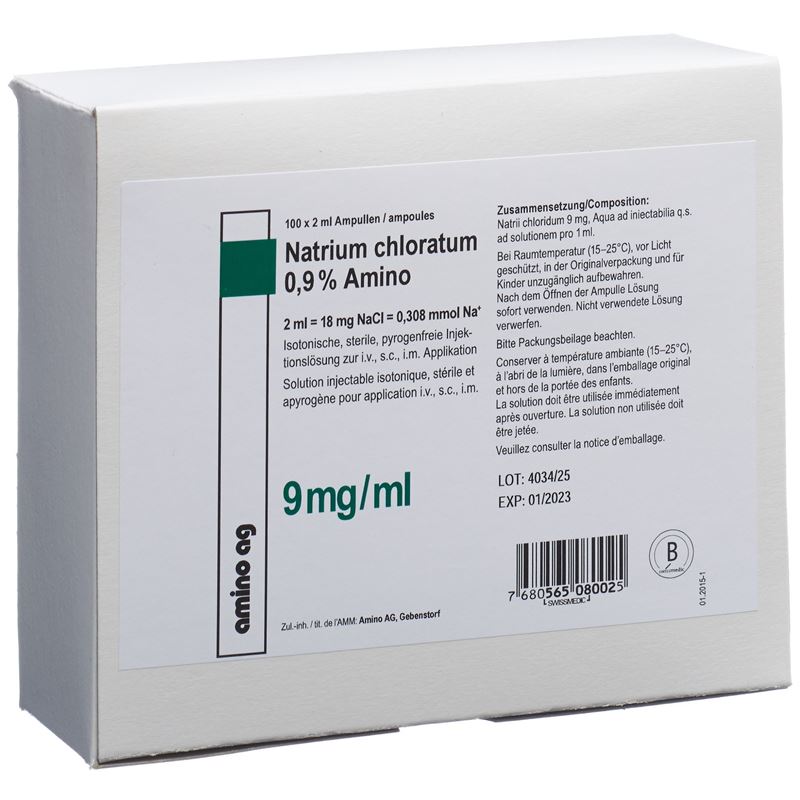 NACL Amino Inj Lös 0.9 % 2ml Amp 100 Stk – Hausarzt Shopping