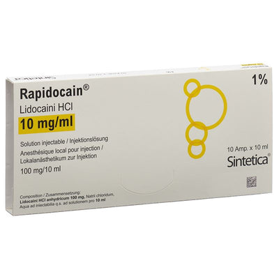 RAPIDOCAIN 100 mg/10ml o Kons 10 Amp 10 ml
