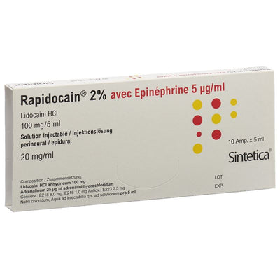 RAPIDOCAIN 20 mg/ml + Epin 5 mcg/ml 10 Amp 5 ml