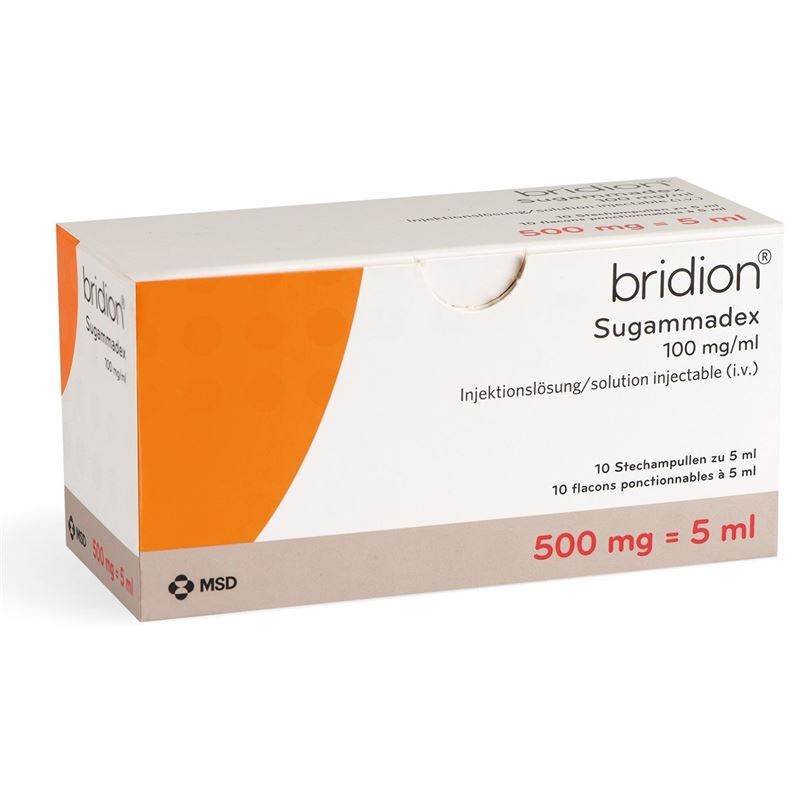 BRIDION Inj Lös 500 mg/5ml 10 Durchstf 5 ml