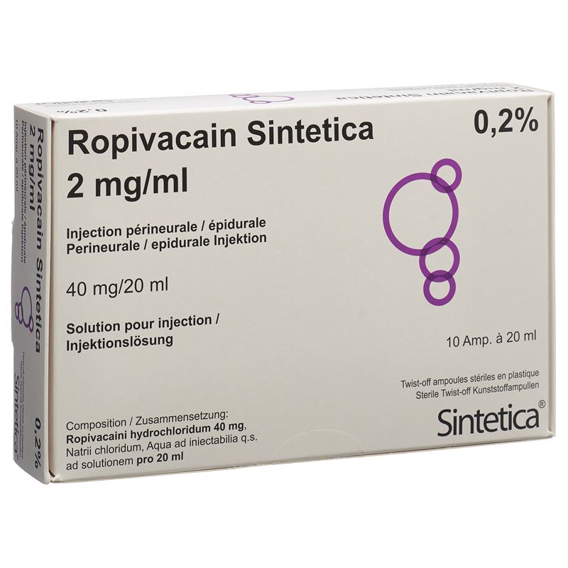 ROPIVACAIN Sintetica 2 mg/ml 20ml Amp 10 Stk