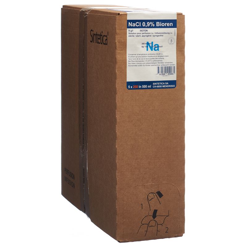 NACL Bioren 0.9 % 250ml in 500ml Btl 5 Stk