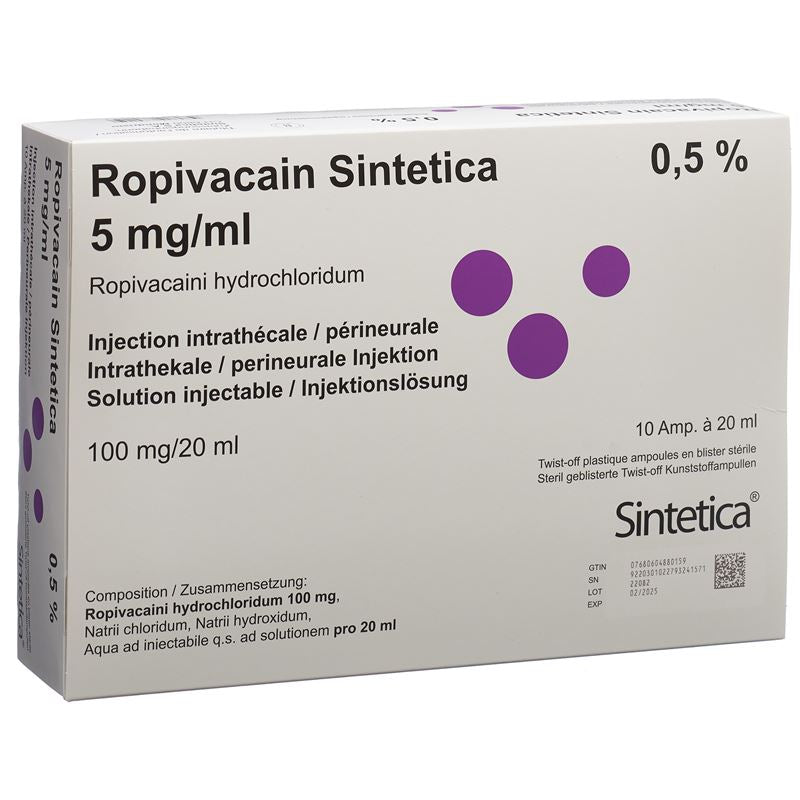 ROPIVACAIN Sintetica 5 mg/ml 20ml Amp 10 Stk